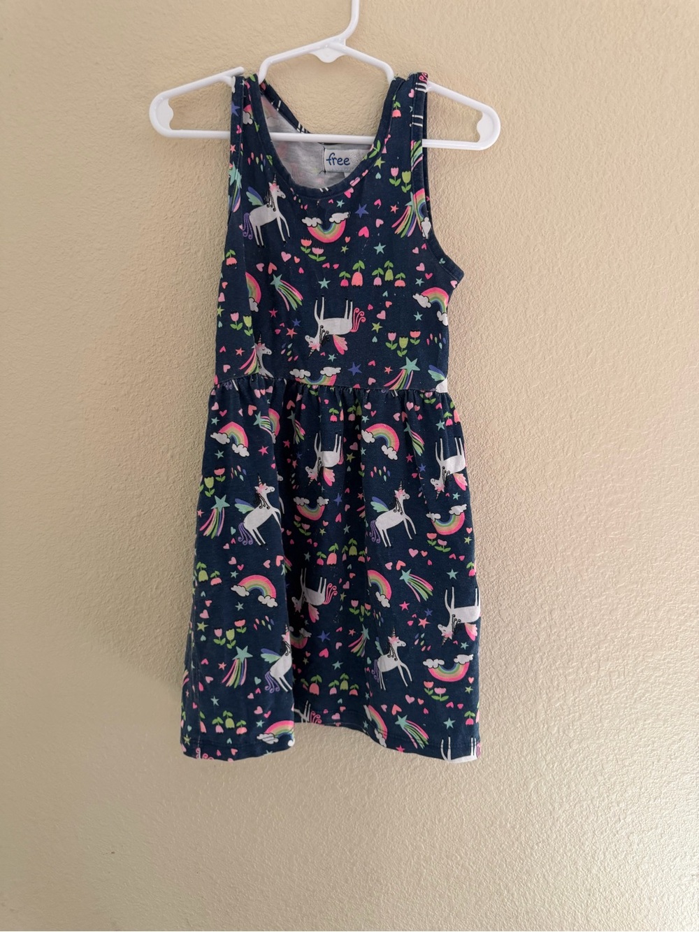 Freestyle Navy Unicorn & Rainbow Tank Dress with Pink & Green Accents